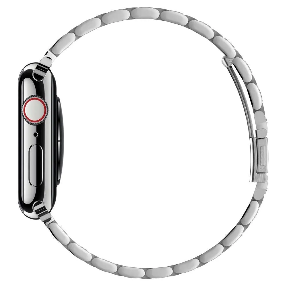 Apple Watch (42/44/SE/45/46/49mm) Spigen Modern Fit Band - Rustfri Stål Rem inkl. Stifter - Sølv