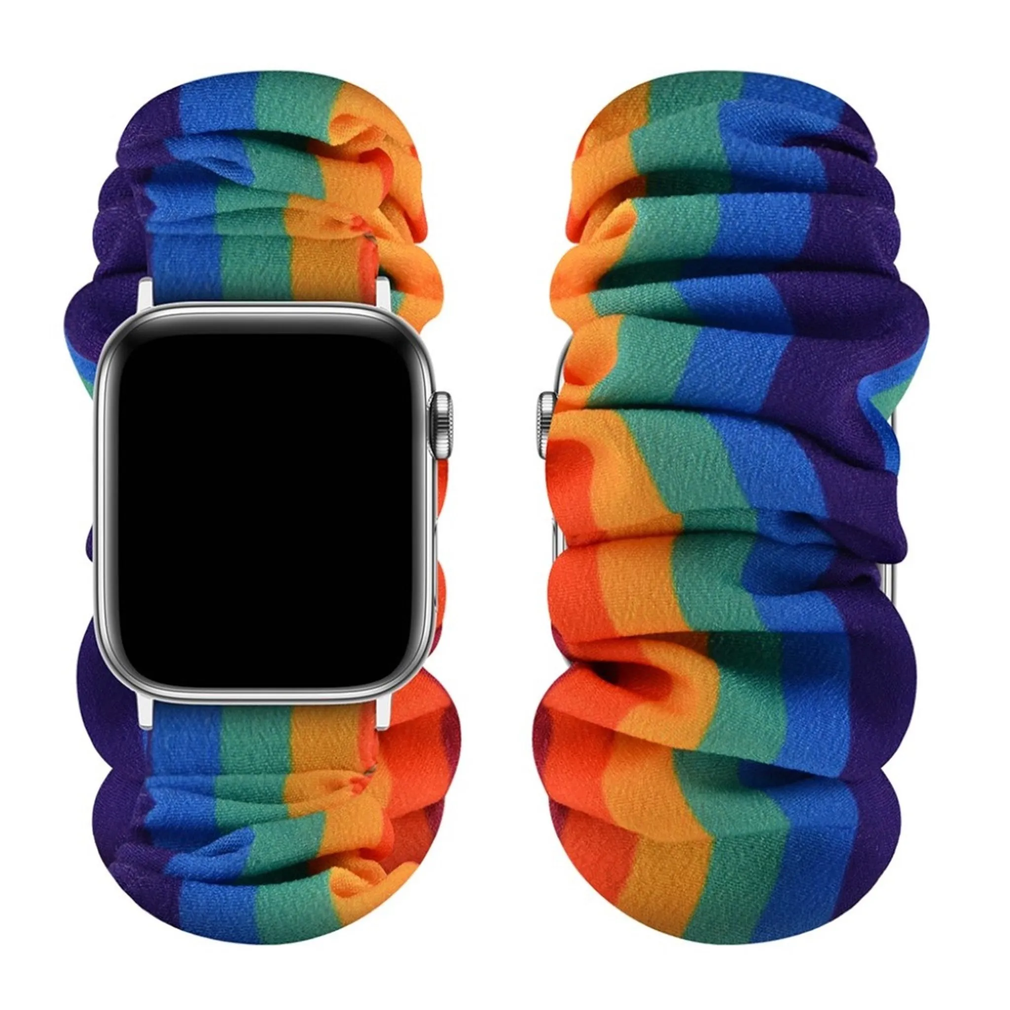 Apple Watch 44mm elastic hairband style watch strap - Rainbow / Size: S