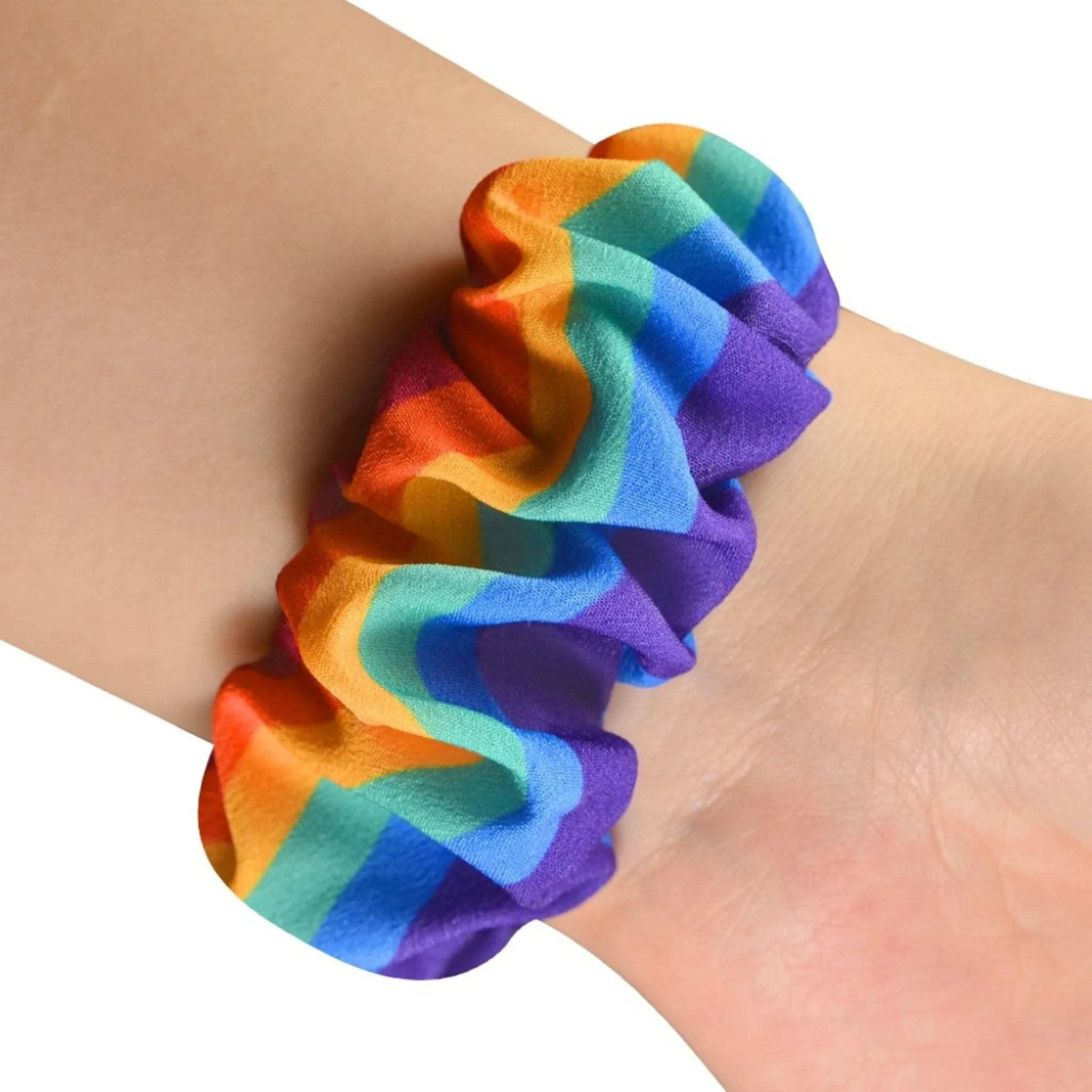 Apple Watch 44mm elastic hairband style watch strap - Rainbow / Size: S