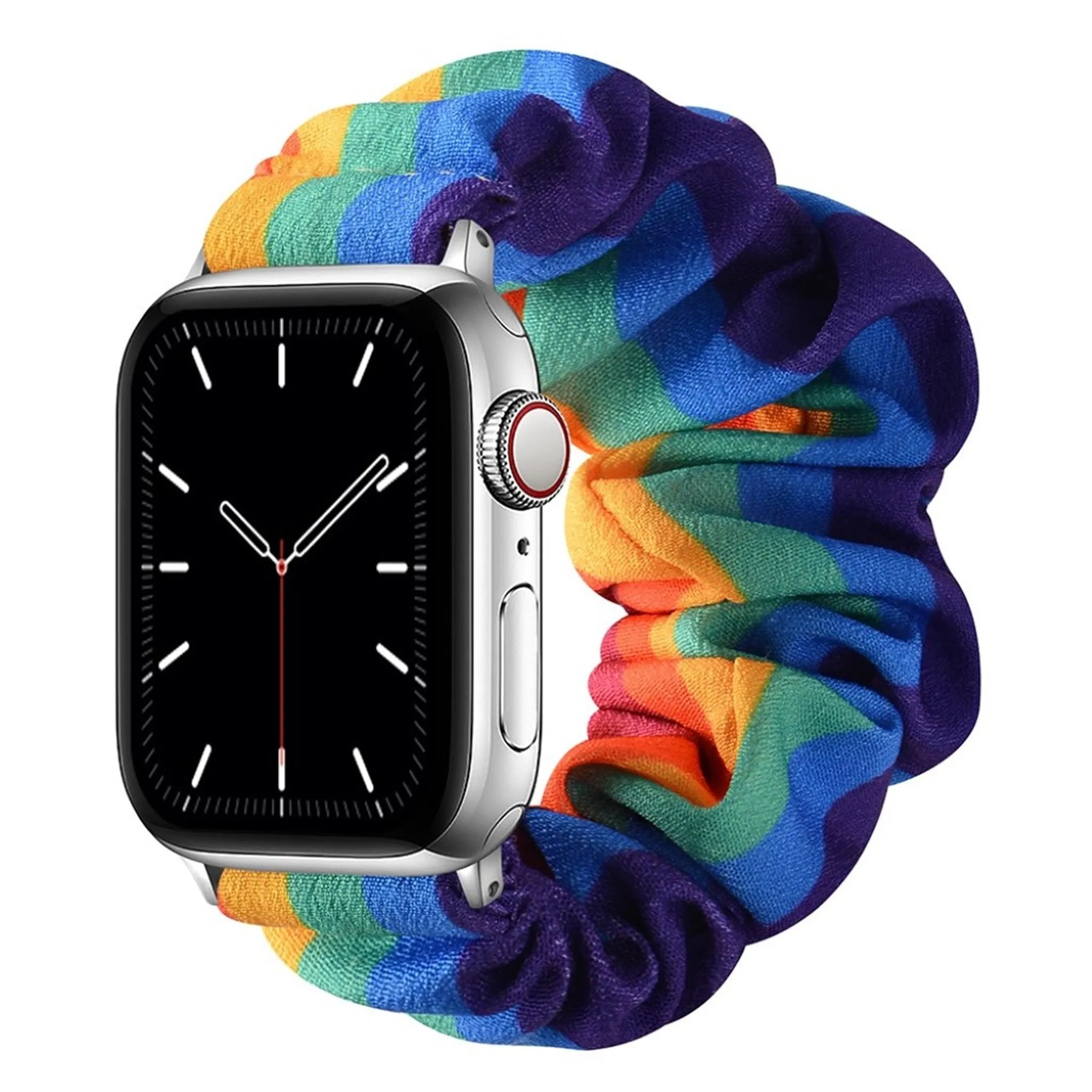 Apple Watch 44mm elastic hairband style watch strap - Rainbow / Size: S