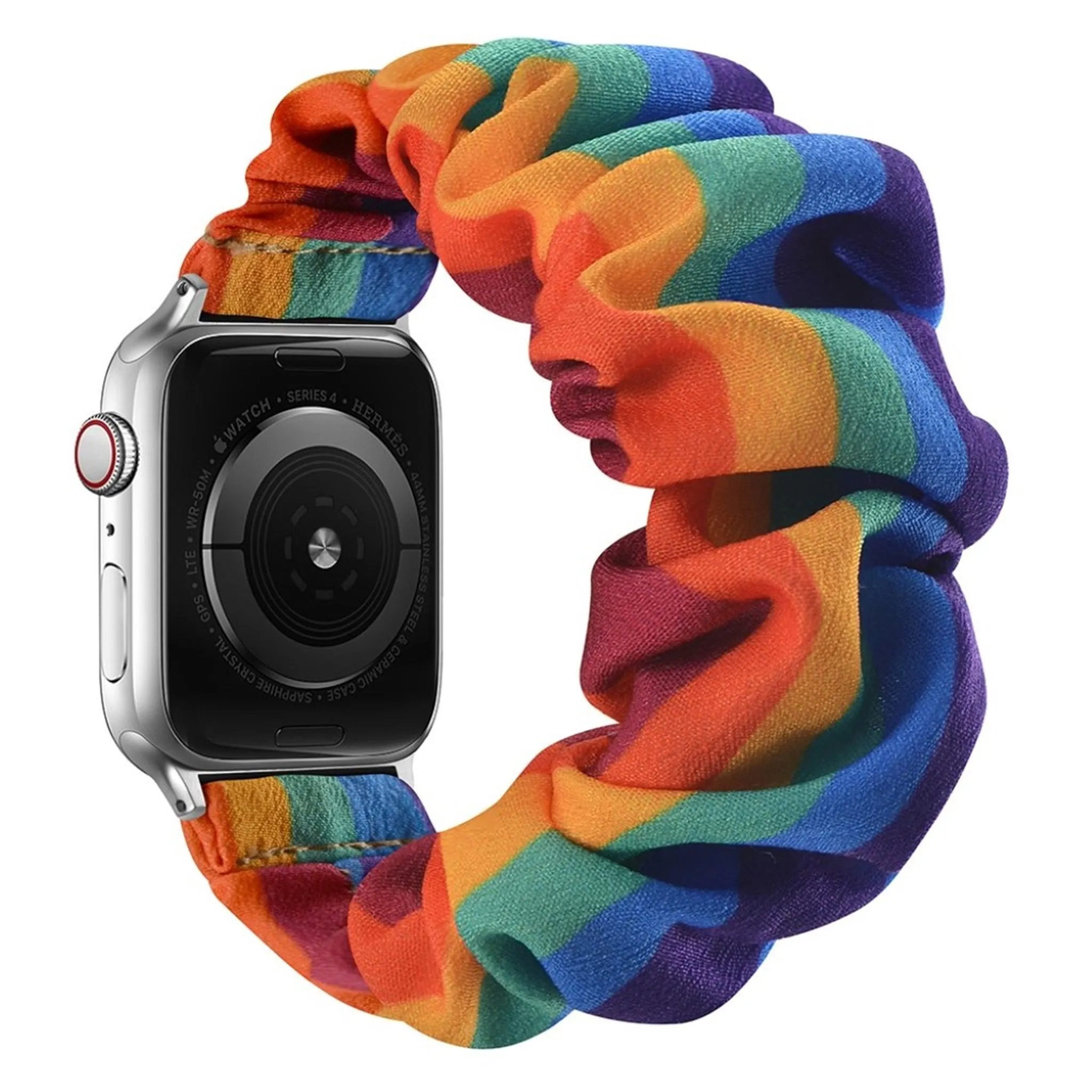 Apple Watch 44mm elastic hairband style watch strap - Rainbow / Size: S