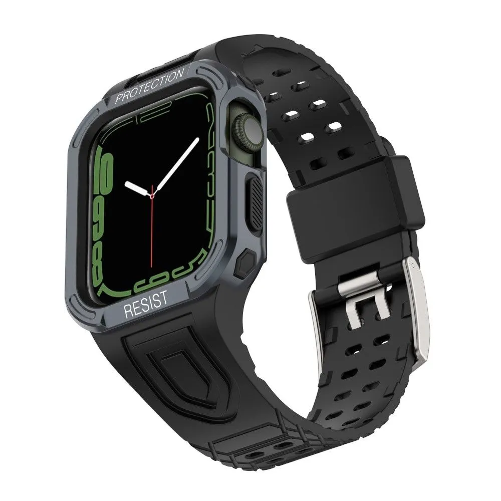 Apple Watch (45mm) color contrast watch strap    protective case - Black / Grey