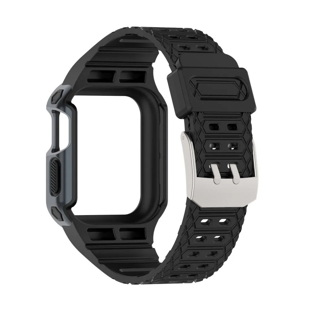 Apple Watch (45mm) color contrast watch strap    protective case - Black / Grey