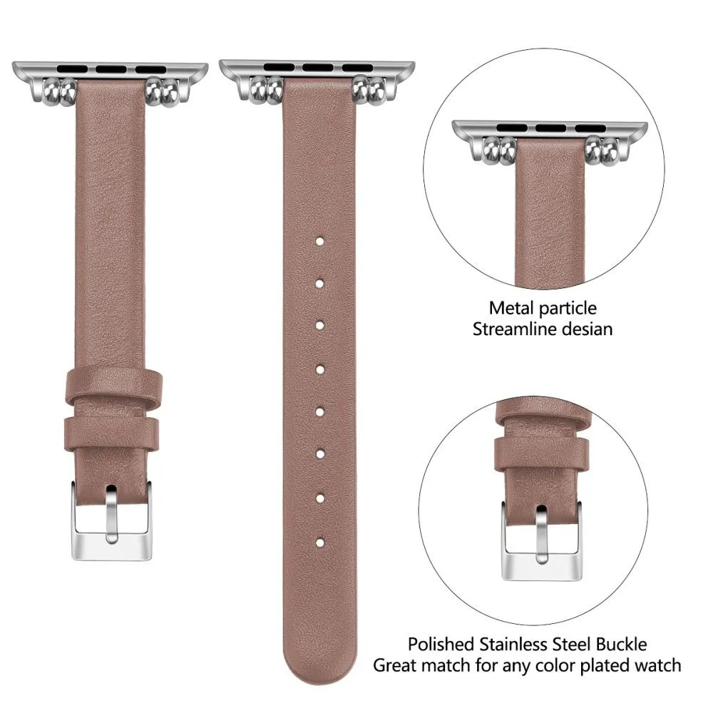 Apple Watch (45mm) simple genuine leather watch strap - Light Brown / Size: L