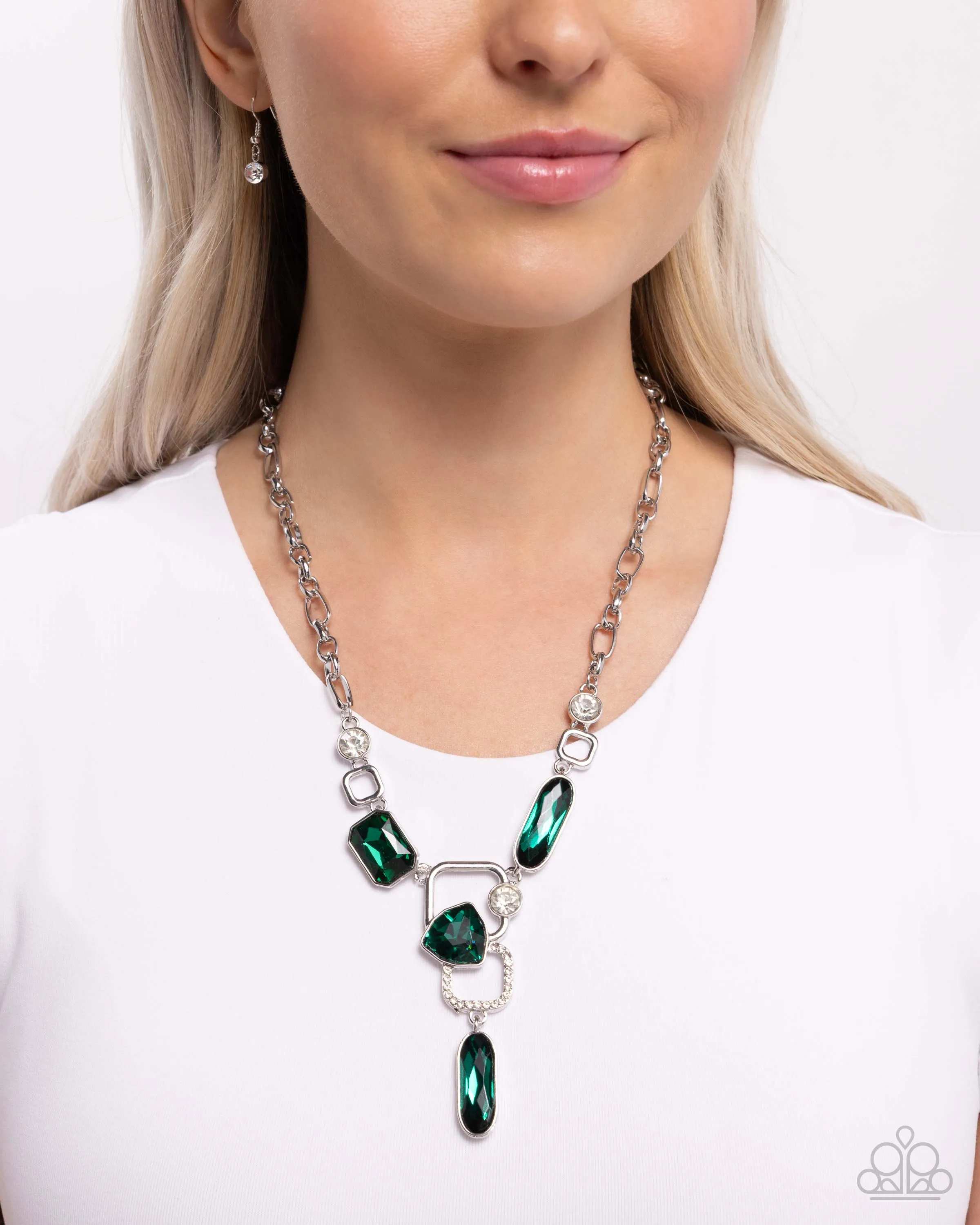 Artistic Elegance - Green - Gem Paparazzi Short Necklace