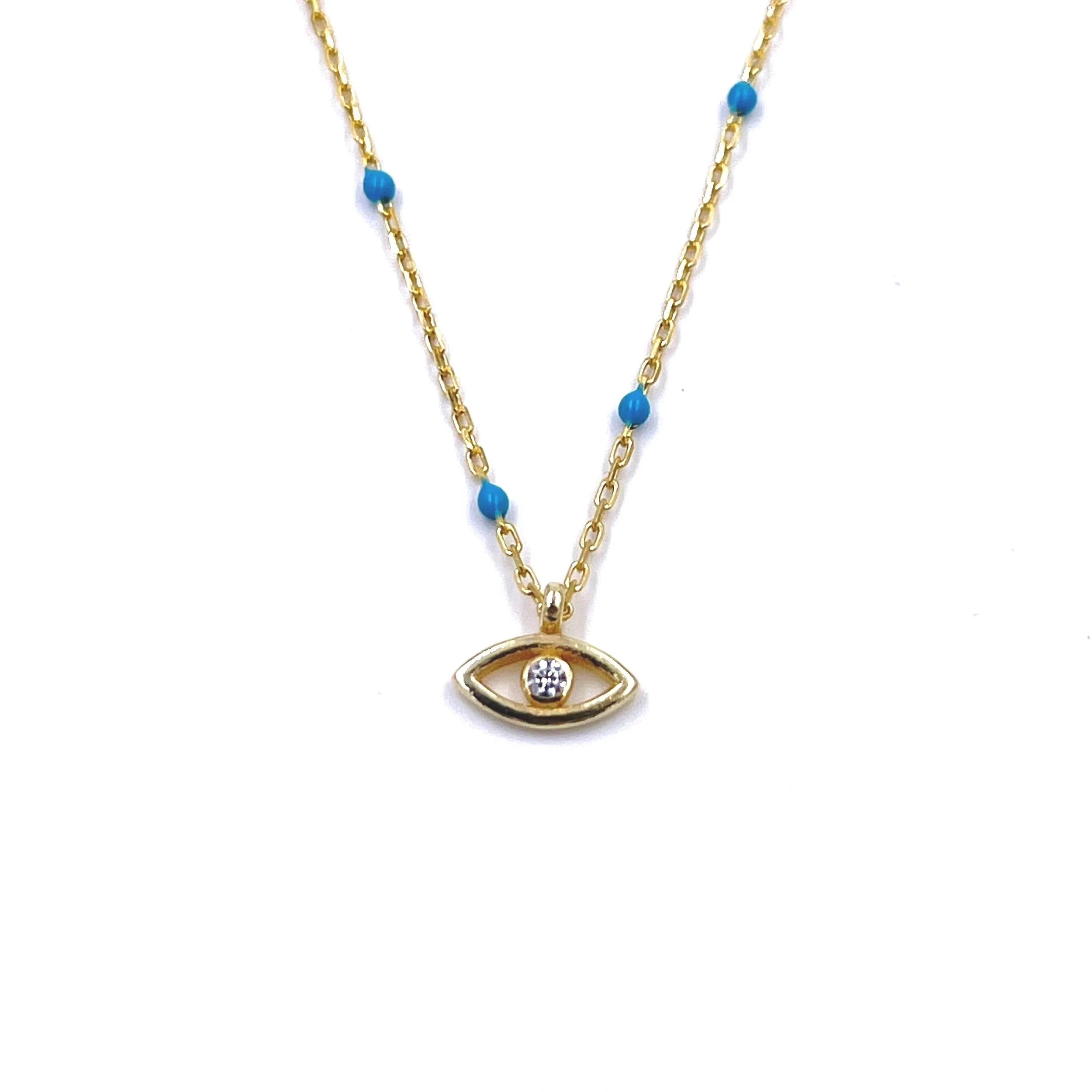 Ashley Gold Sterling Silver Gold Plated Lapis And Turquoise Evil Eye Necklace