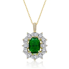 Aurore Green Oval Halo Cluster Necklace