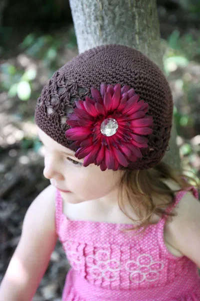 Baby Bezak - Chocolate Cap With Magenta Flower