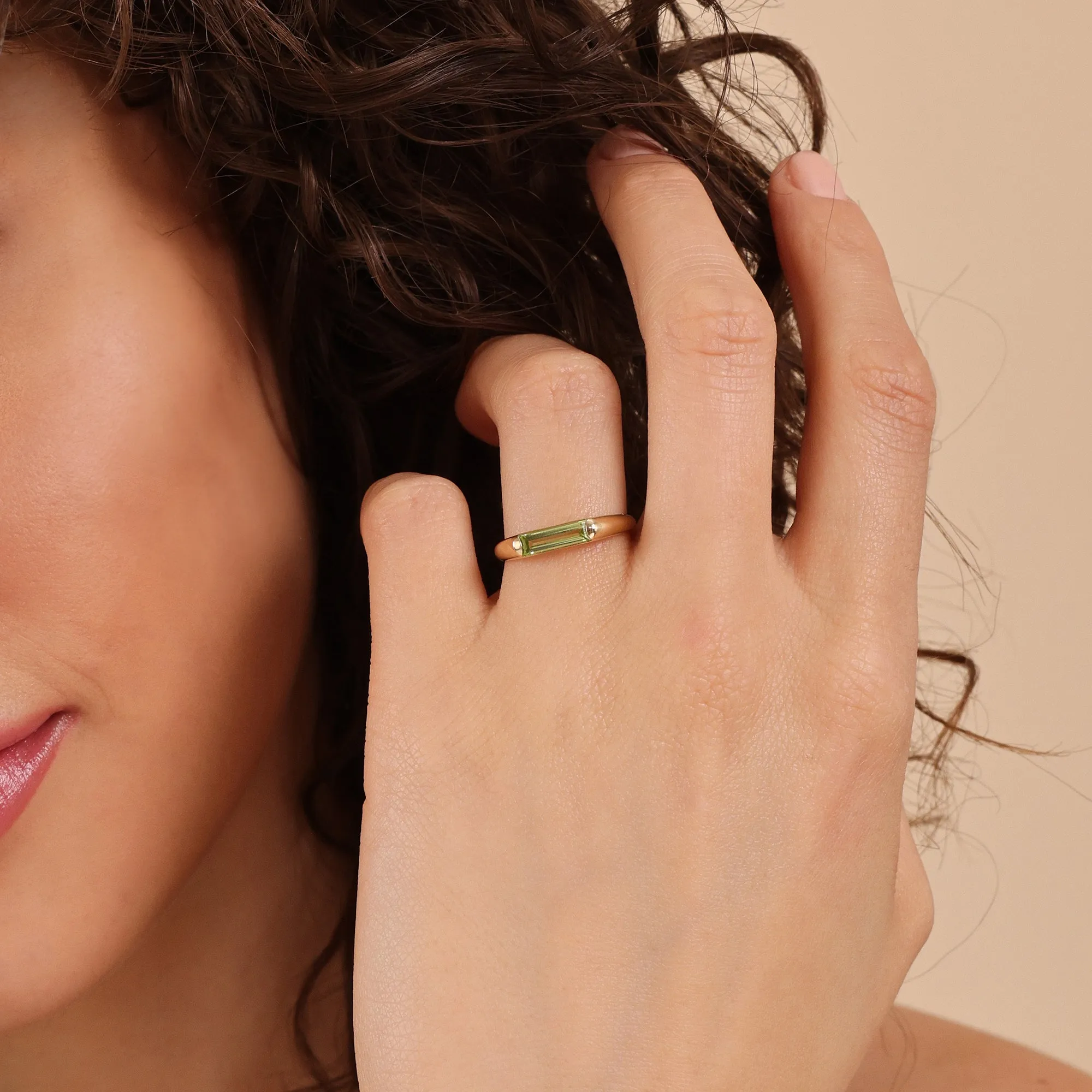 Baguette Peridot Signet Ring, Arielle