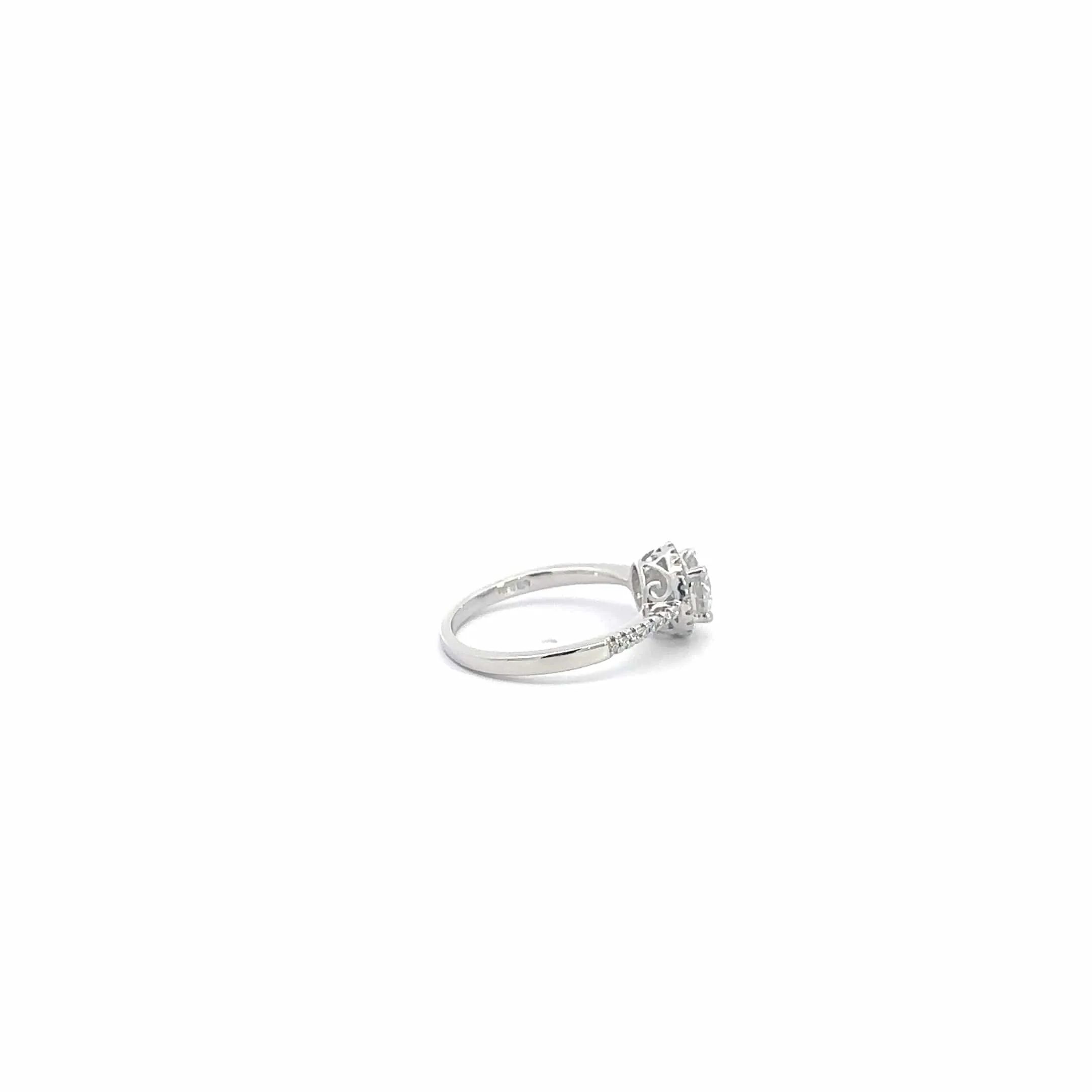 Baikalla 18k White Gold Halo Moissanite Diamond Engagement Ring