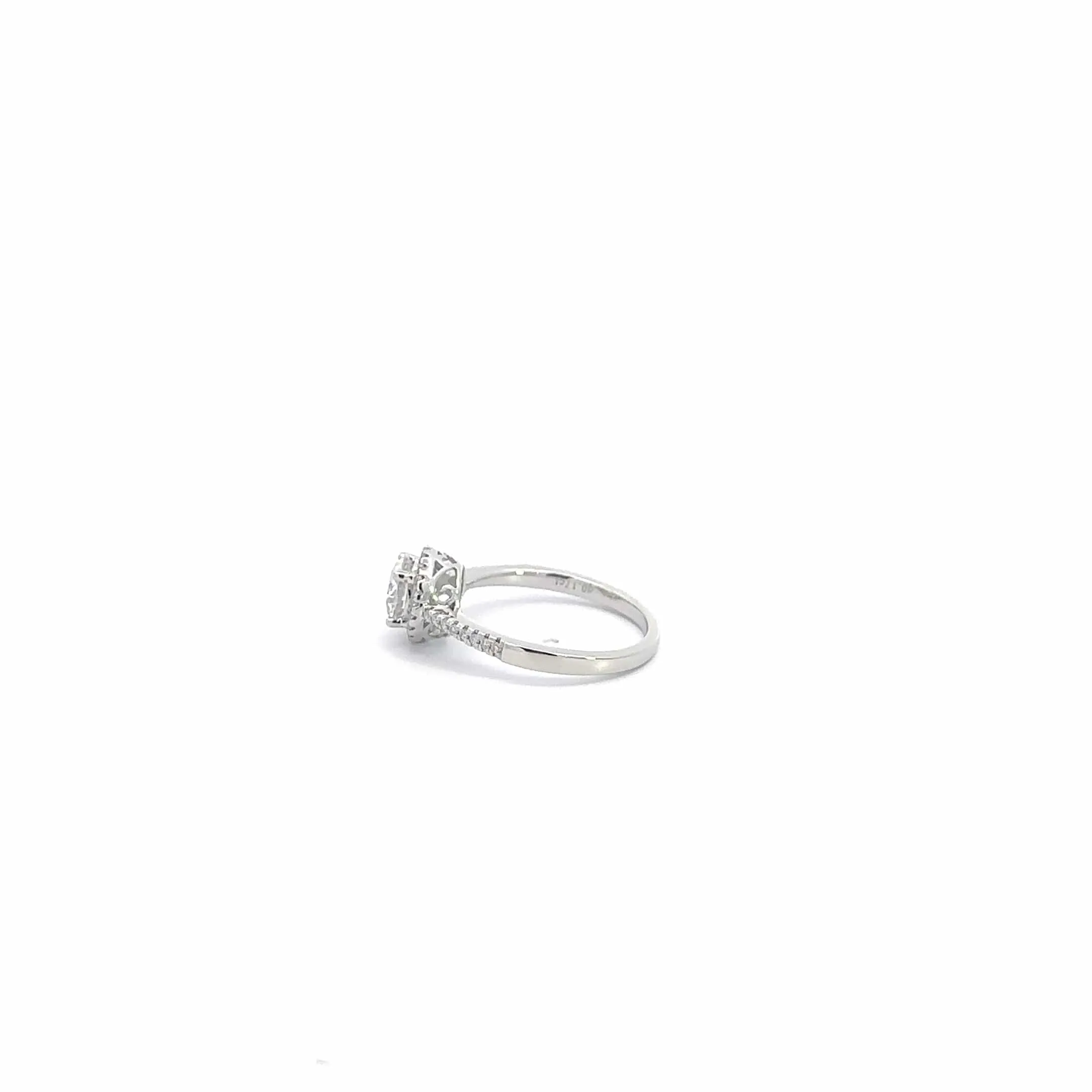 Baikalla 18k White Gold Halo Moissanite Diamond Engagement Ring