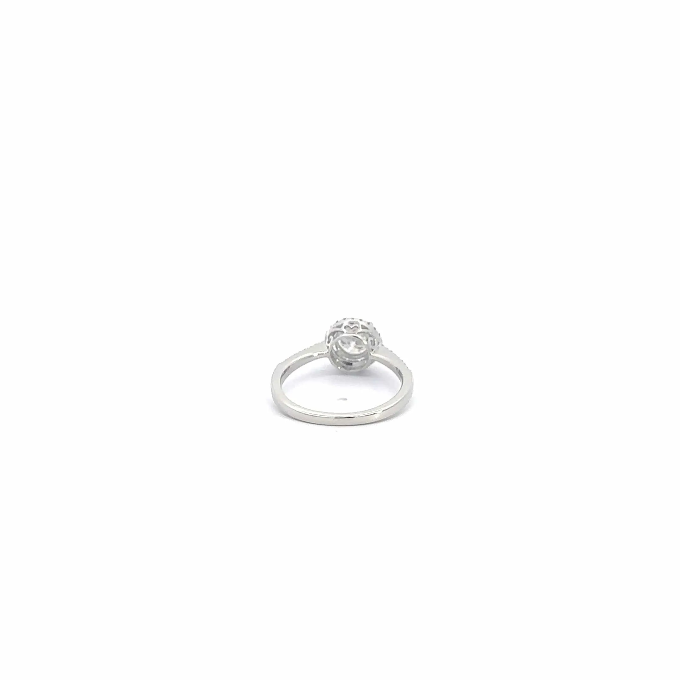 Baikalla 18k White Gold Halo Moissanite Diamond Engagement Ring