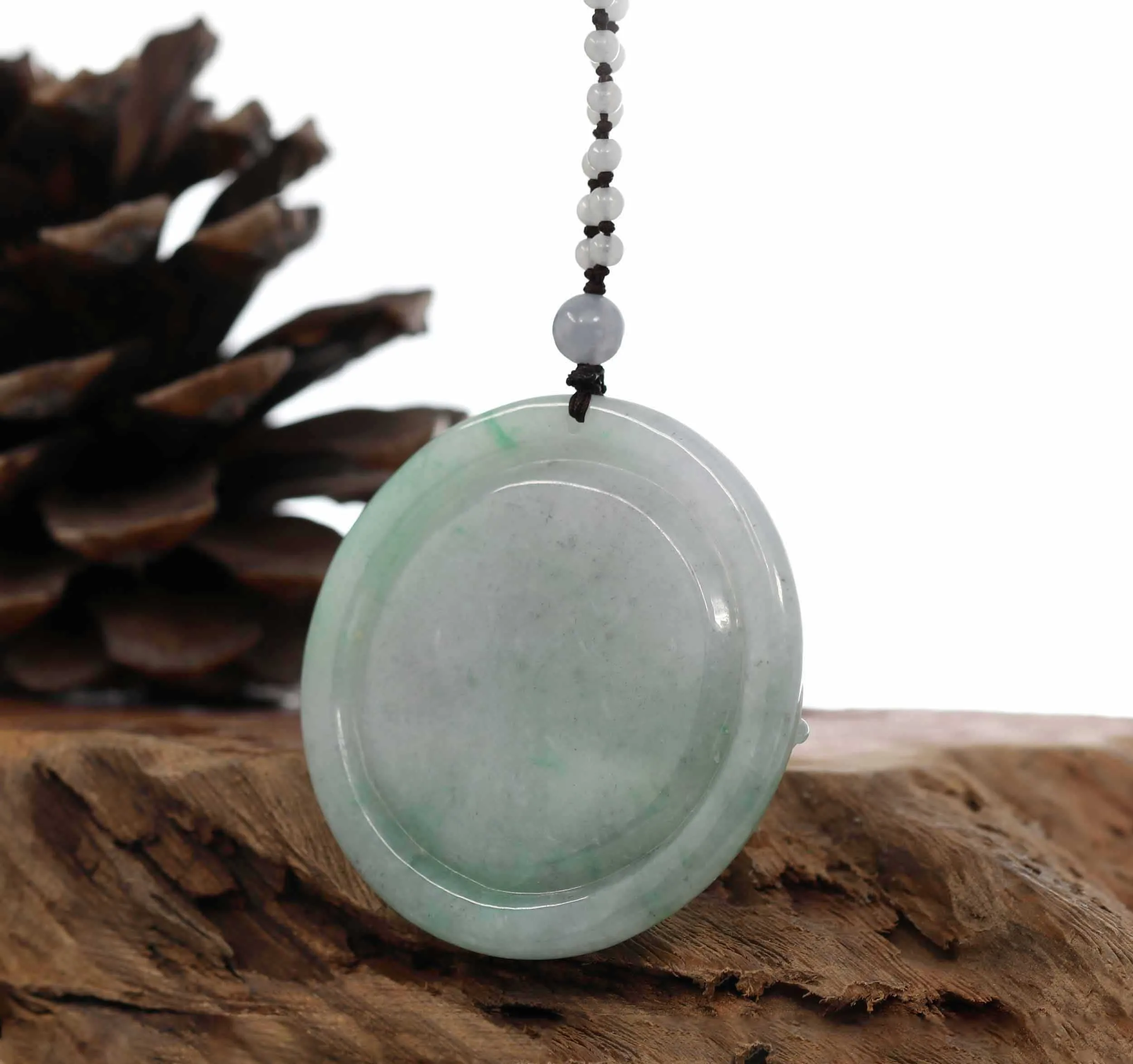 Baikalla "Roaring Dragon" Natural Jadeite Jade Lavender Green Pendant Necklace For Men, Collectibles.