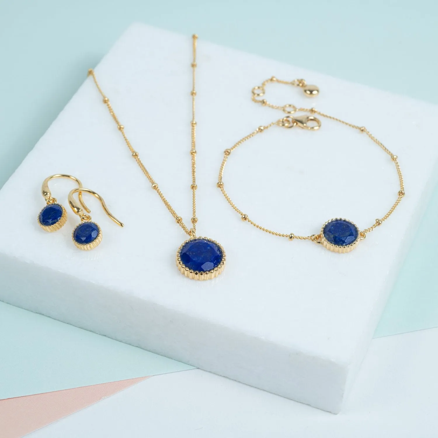 Barcelona September Lapis Lazuli Birthstone Hook Earrings