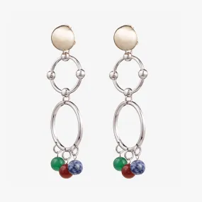 BEADED BARBELL CHANDELIER EARRINGS