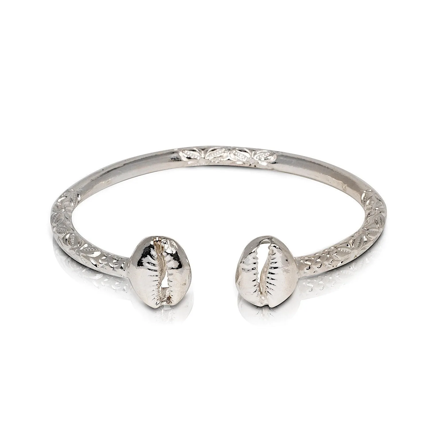 Better Jewelry, Solid .925 Sterling Silver Cowrie Shell Bangle, 1 piece