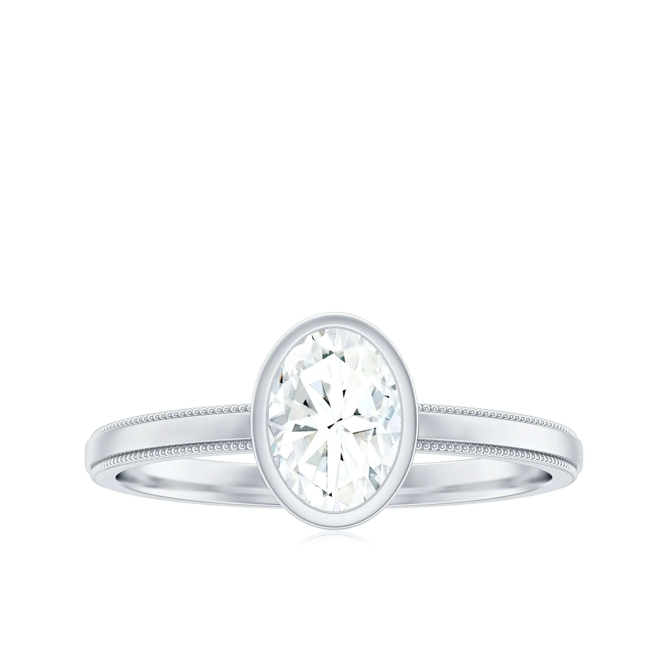 Bezel Set Oval Lab Grown Diamond Solitaire Ring