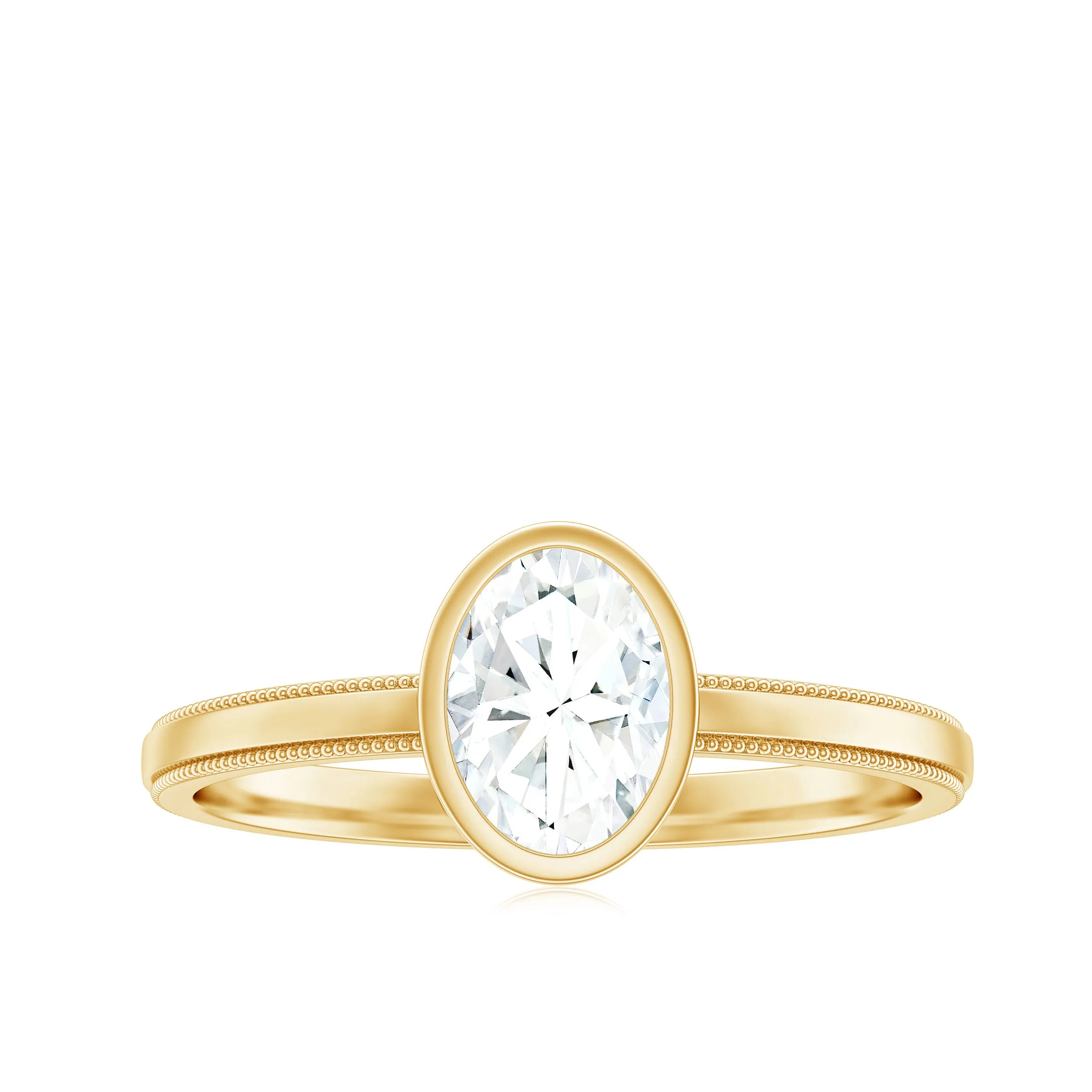 Bezel Set Oval Lab Grown Diamond Solitaire Ring