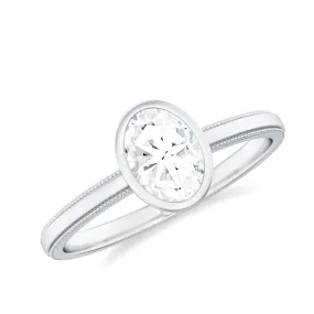 Bezel Set Oval Lab Grown Diamond Solitaire Ring