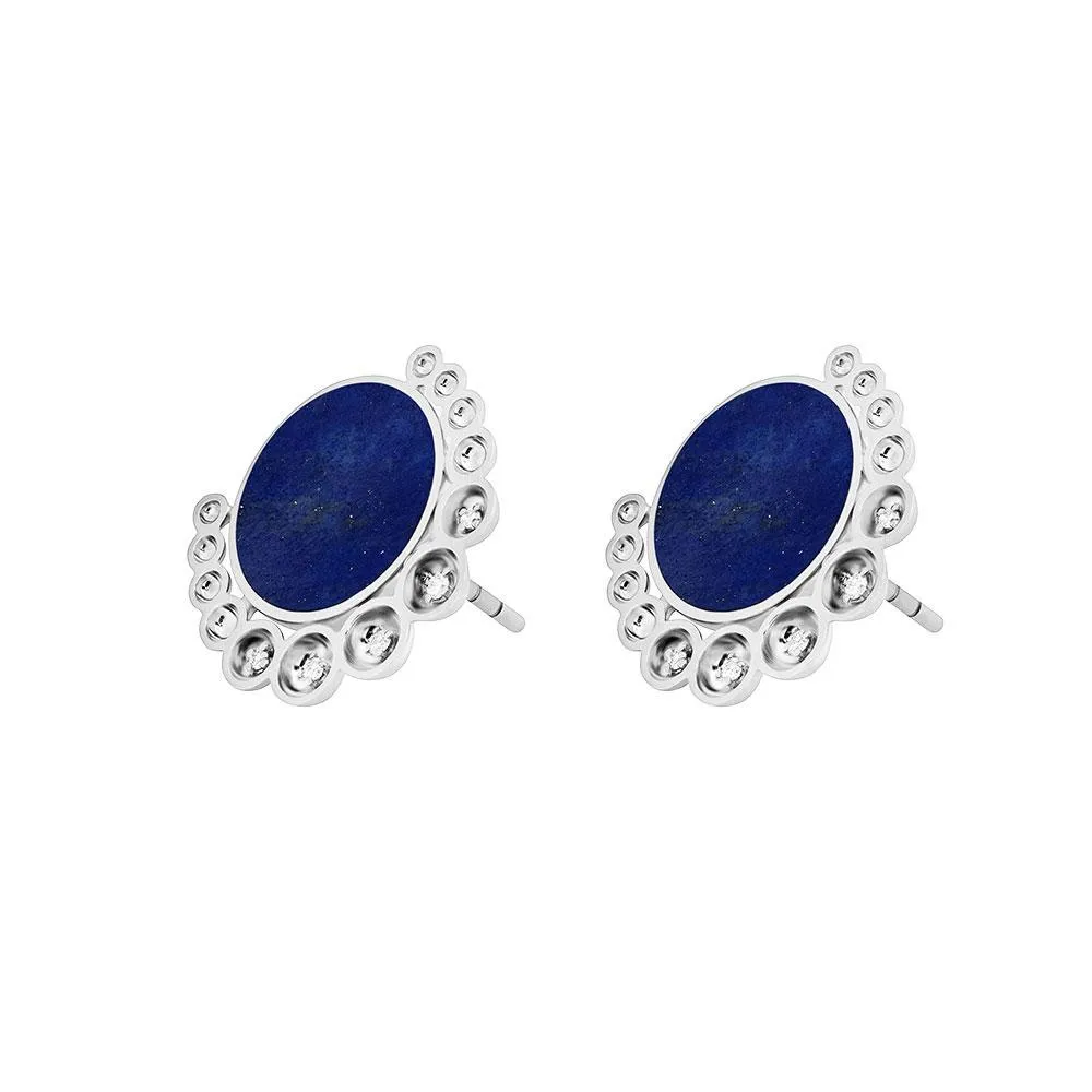 Bint Al Matar White Gold Lapis Lazuli Earrings