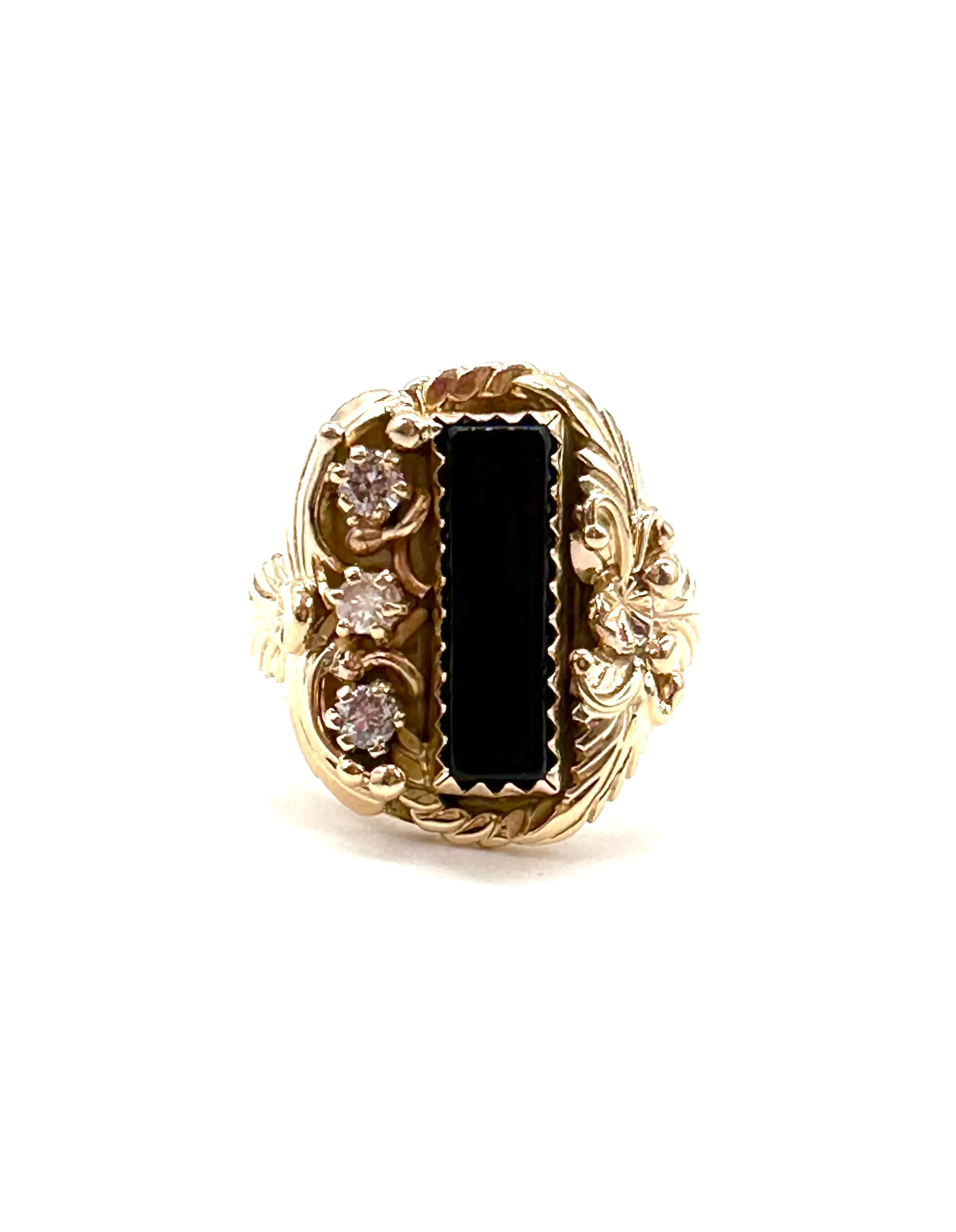 Black onyx and diamond ring