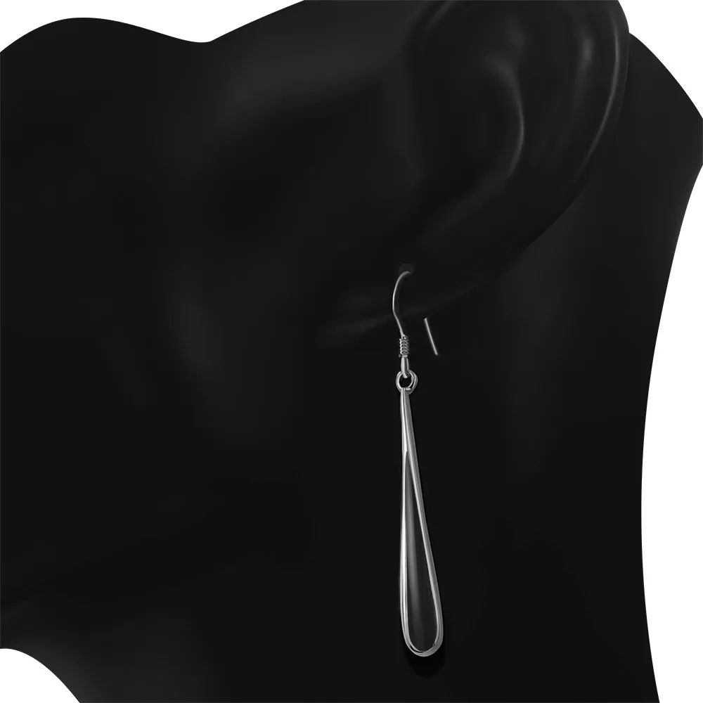 Black Onyx Long Drop Sterling Silver Earrings