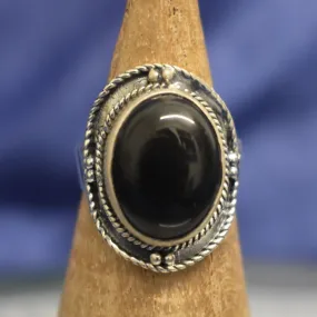 Black Onyx Thick Ring (925) Sterling Silver