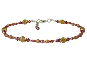 Blissful Amber Fuchsia Pink Beaded Anklet