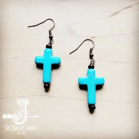 Blue Turquoise Cross Earrings 220w