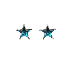 Blue Zircon Star Silver Studs Earrings for Women