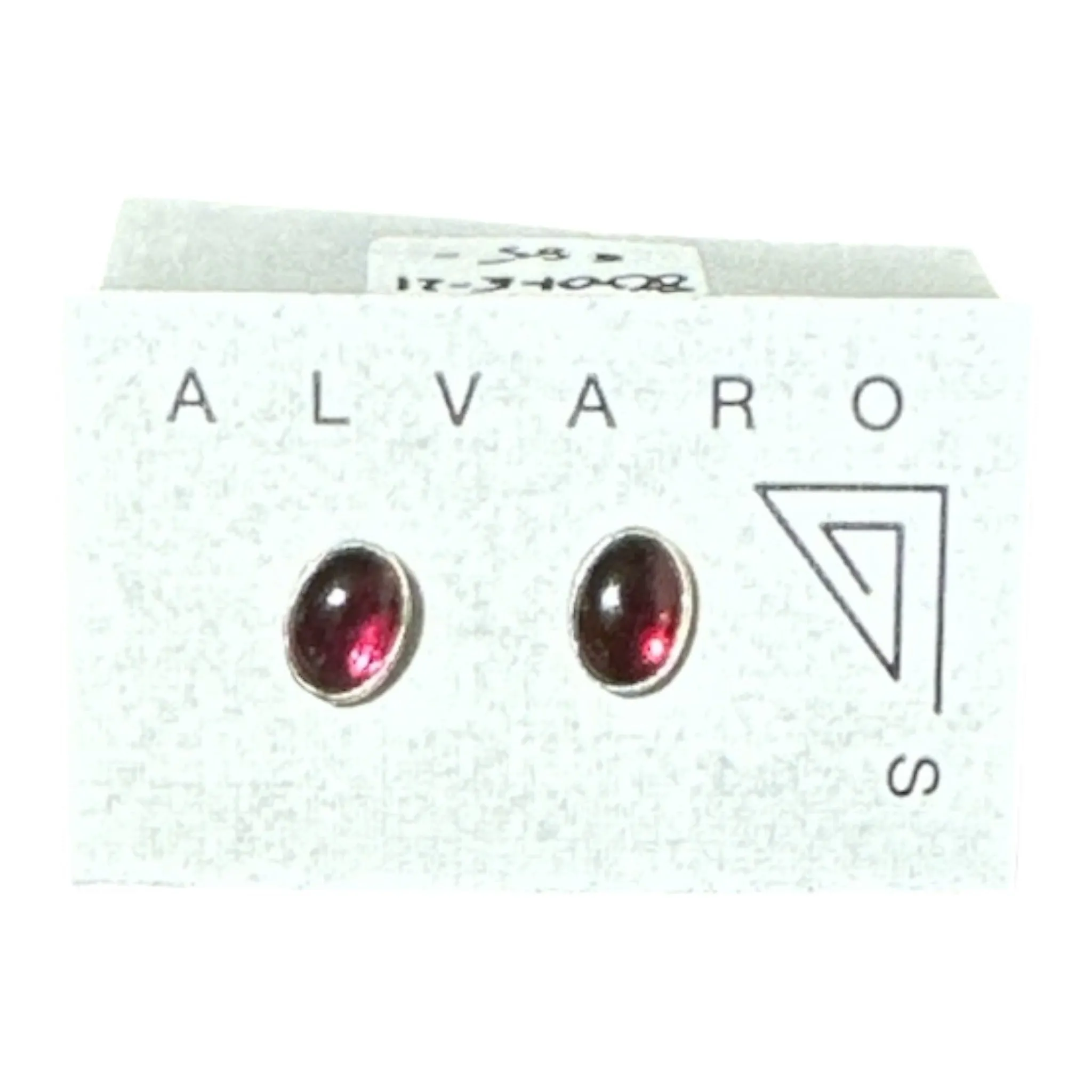 Cabochon Gemstone and Sterling Silver Stud Earrings