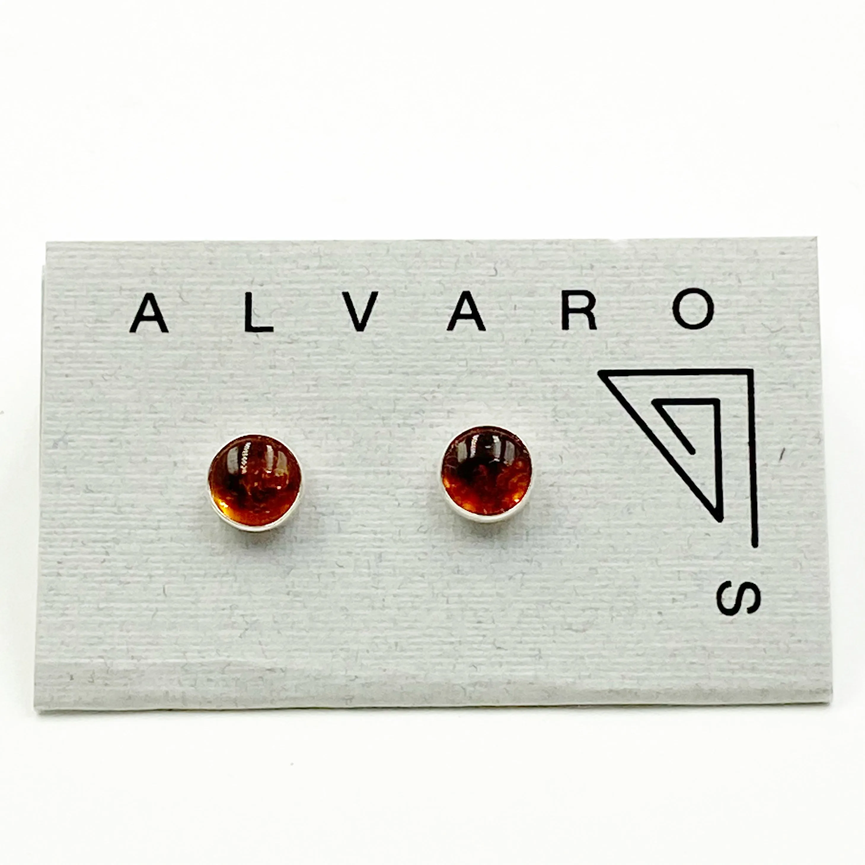 Cabochon Gemstone and Sterling Silver Stud Earrings