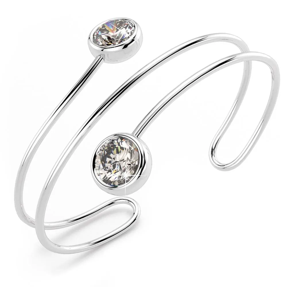 Cameron Bangle in White Gold Embellished With SWAROVSKI Crystals