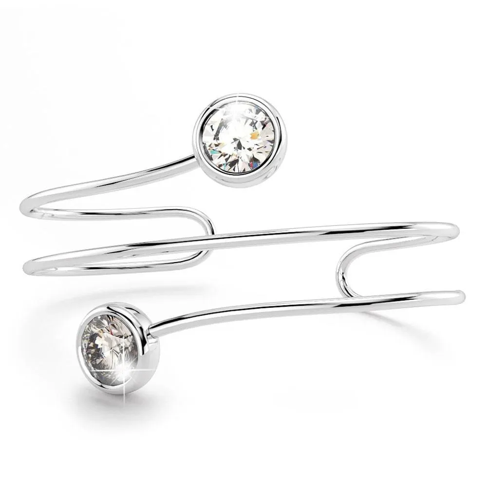 Cameron Bangle in White Gold Embellished With SWAROVSKI Crystals