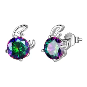 Cancer Stud Earrings Women Girls Constellation Jewelry Mystic Topaz Sterling Silver