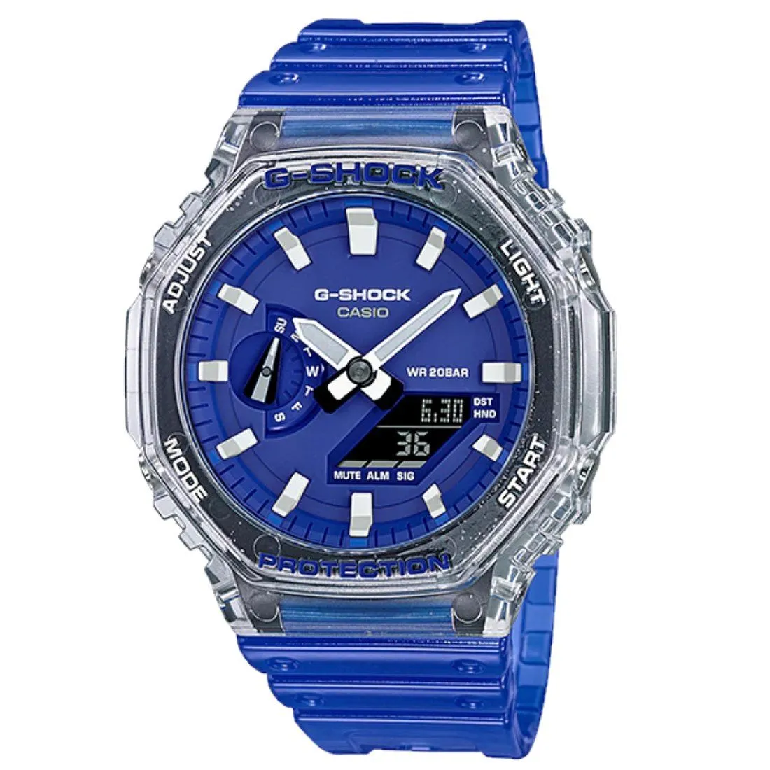 Casio G Shock Hidden Coast Blue and White Watch GA-2100HC-2ADR