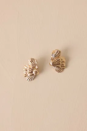 Celestial Glide Gold Textured Earrings