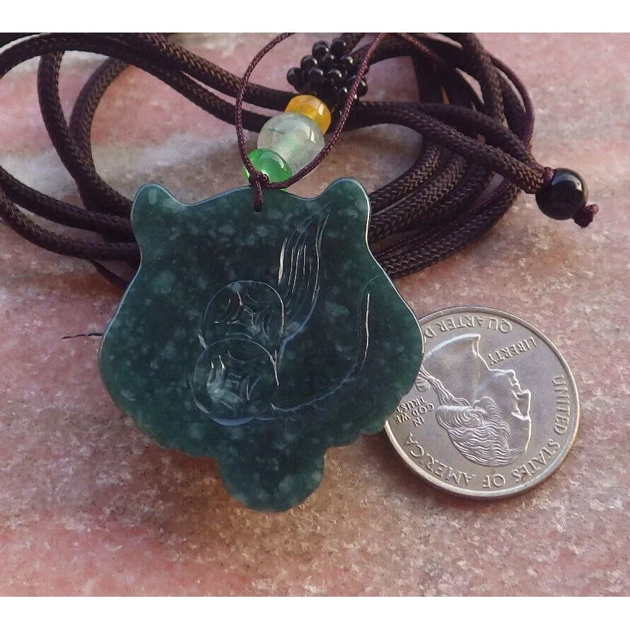 Certified Icy Green Burma 100% Natural A Jade Jadeite Pendant Tiger Necklace