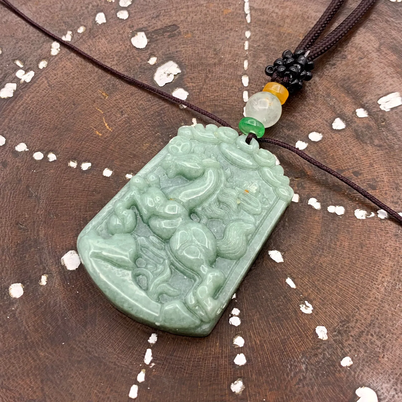 Certified Natural A Jade Jadeite Pendant Horse Coin Necklace