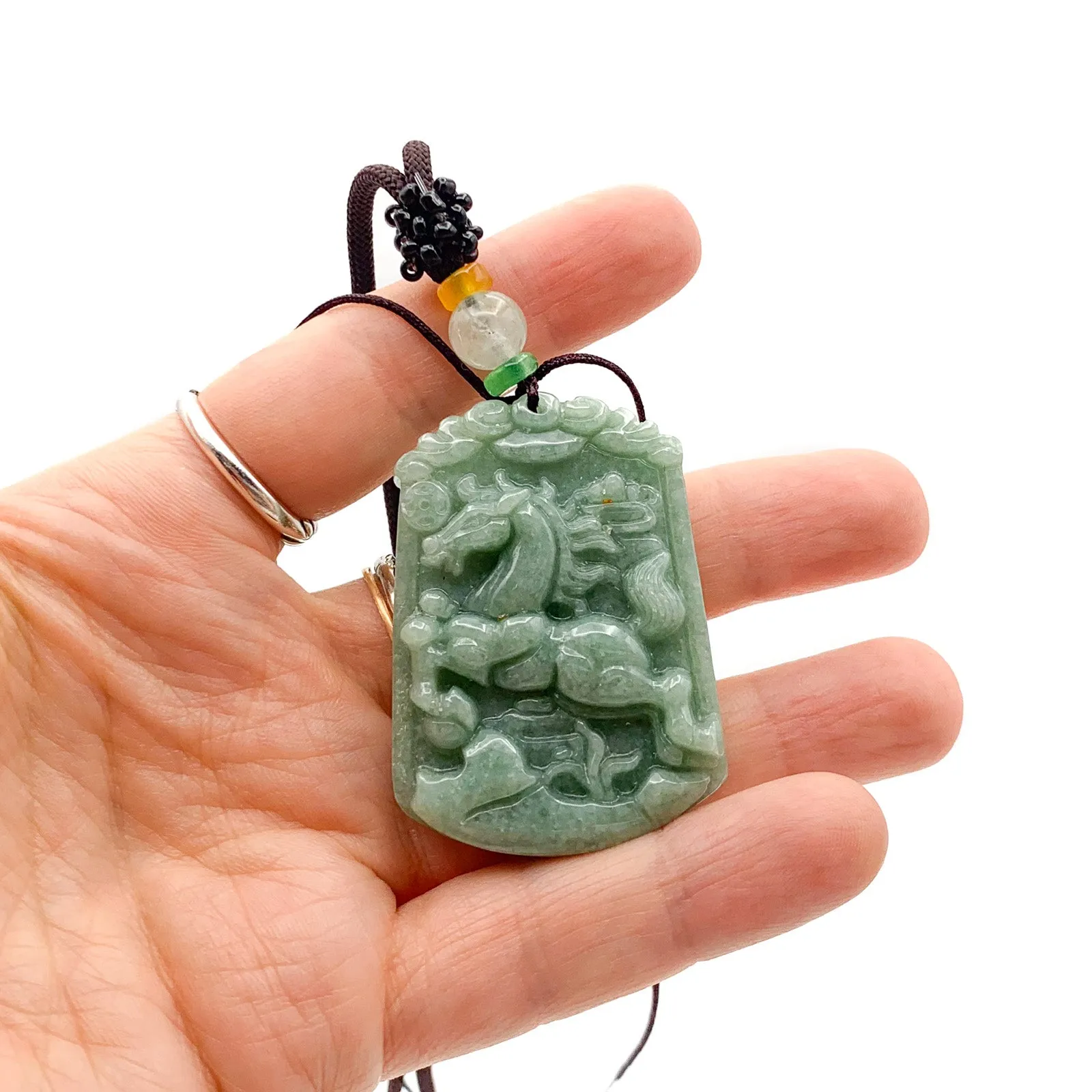 Certified Natural A Jade Jadeite Pendant Horse Coin Necklace