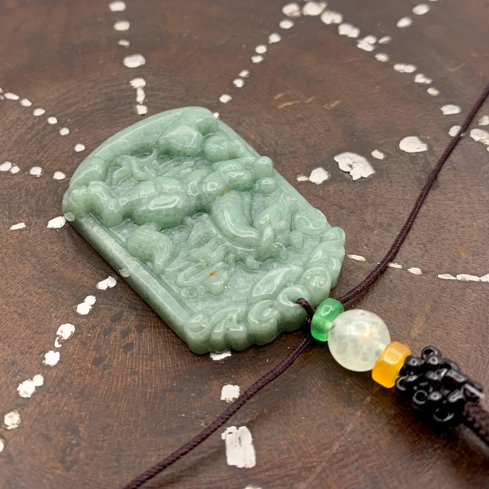 Certified Natural A Jade Jadeite Pendant Horse Coin Necklace