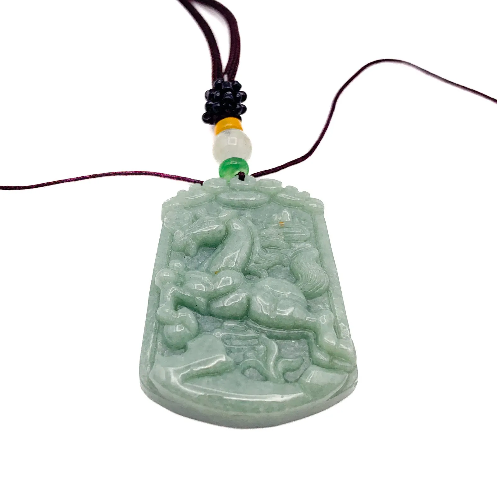 Certified Natural A Jade Jadeite Pendant Horse Coin Necklace