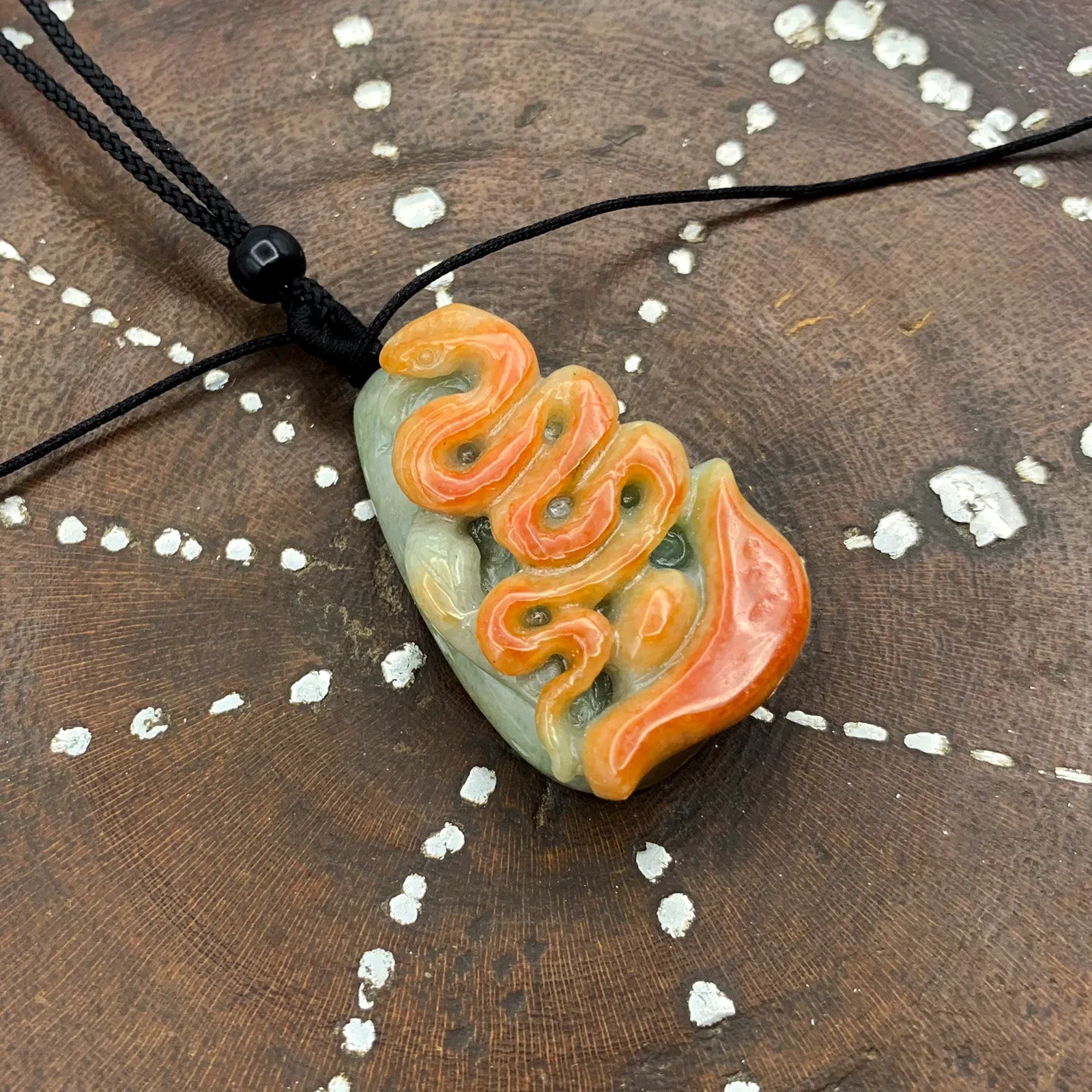 Certified Red Burma Natural A Jade Jadeite Pendant Snake Yua Bao Necklace