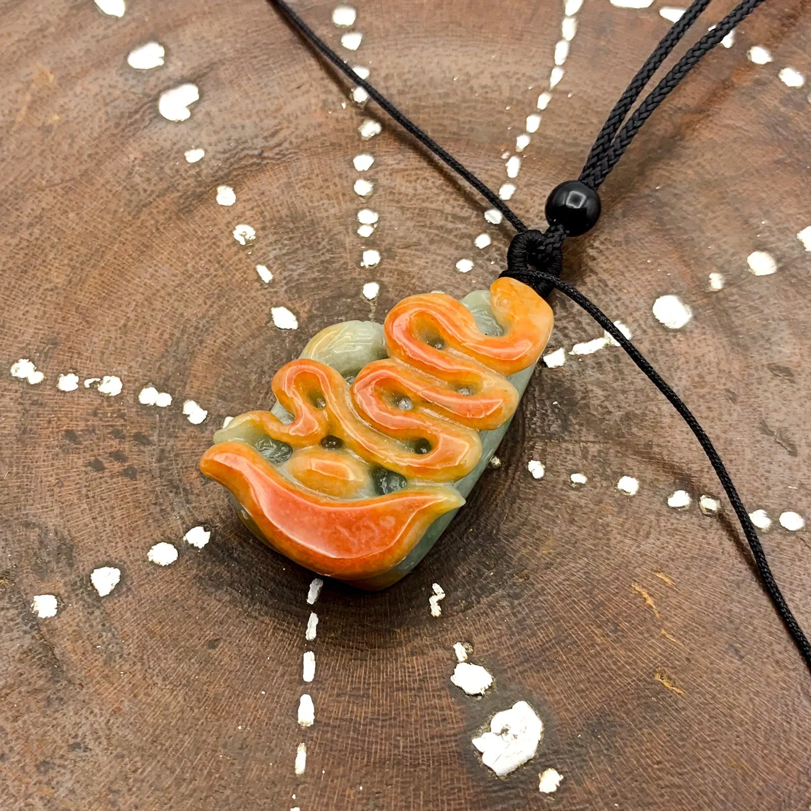 Certified Red Burma Natural A Jade Jadeite Pendant Snake Yua Bao Necklace