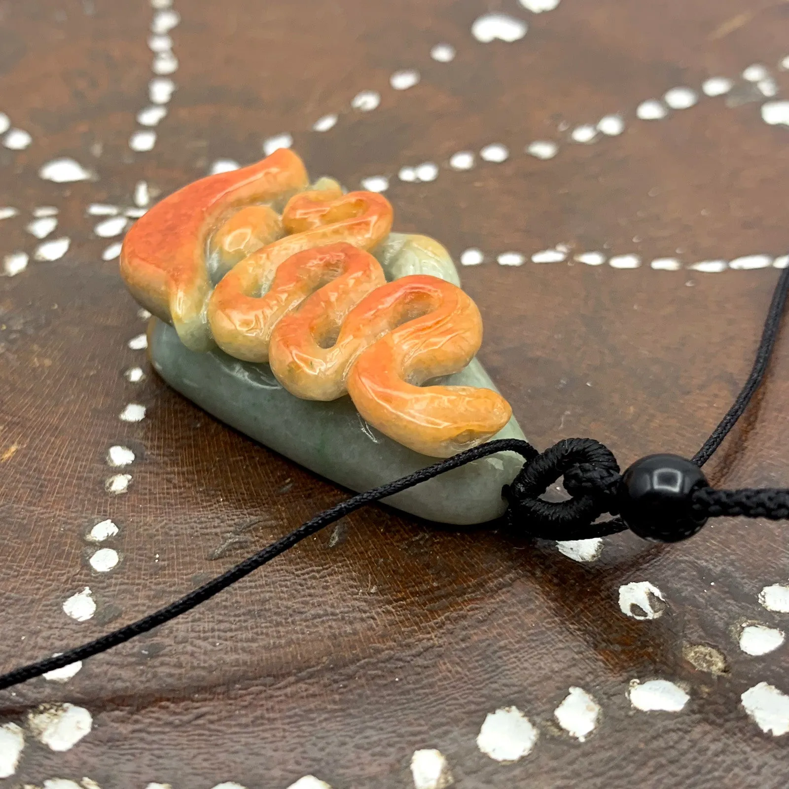 Certified Red Burma Natural A Jade Jadeite Pendant Snake Yua Bao Necklace