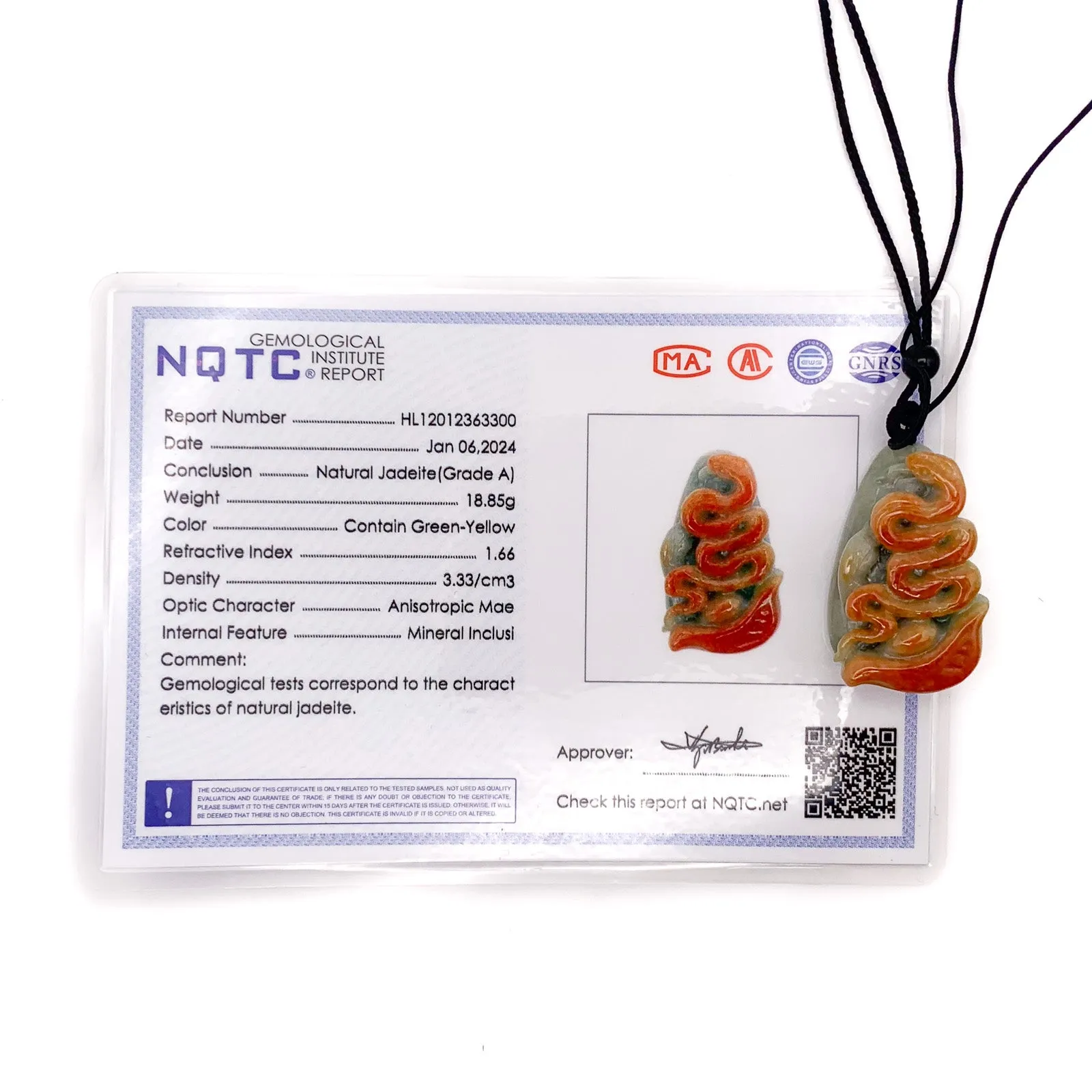 Certified Red Burma Natural A Jade Jadeite Pendant Snake Yua Bao Necklace