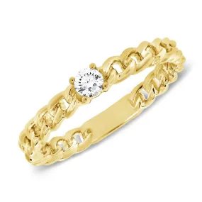 Chain Link Diamond Solitaire Ring set in 14kt Gold