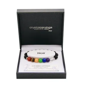 Chakra Stones and Black Agate 10mm Bead Bracelet