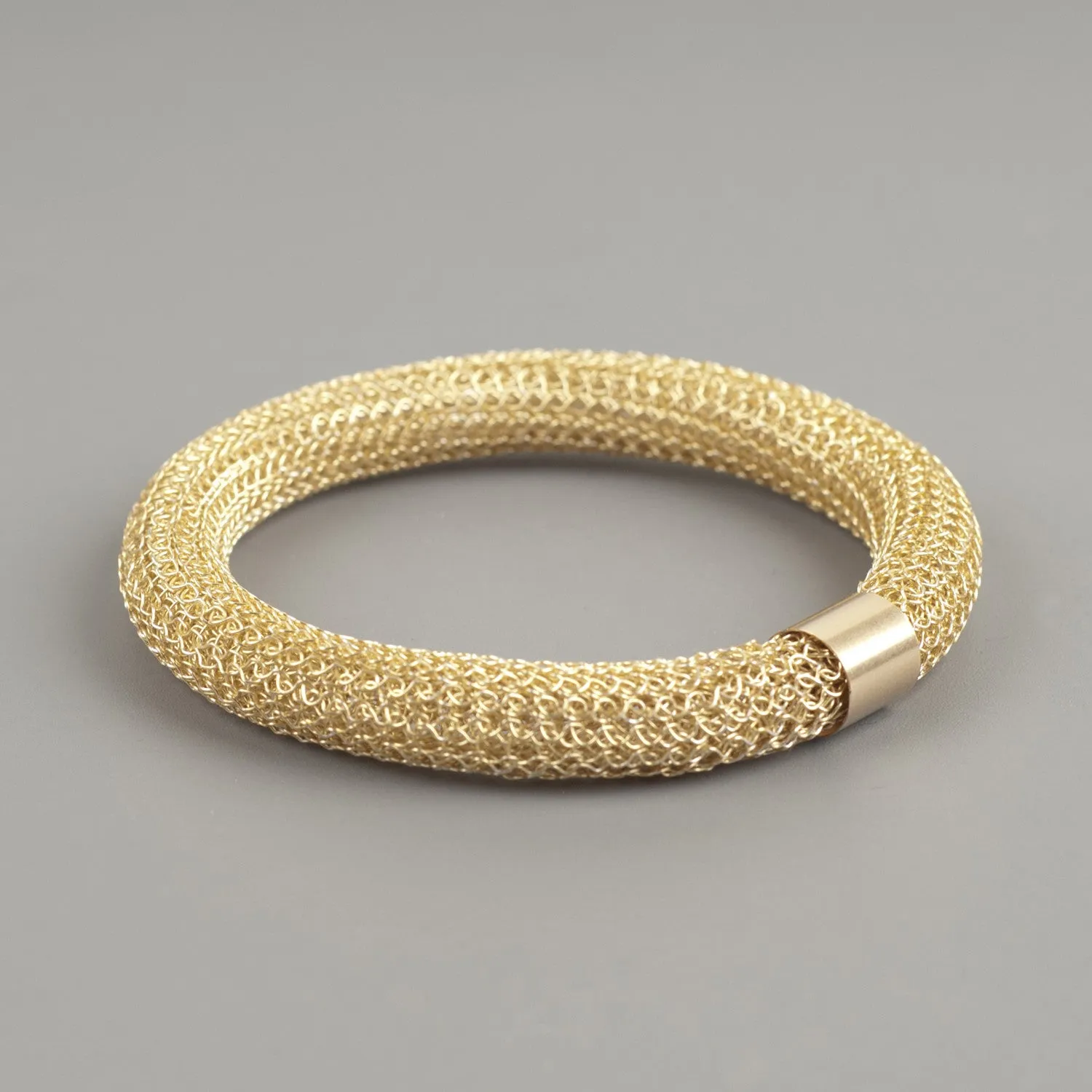 Chunky Gold Bangle bracelet , Wire Crochet Bracelet