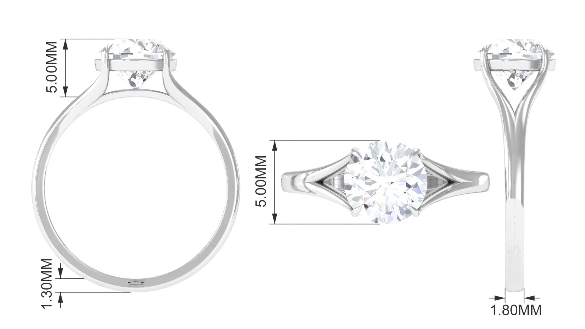 Claw Set Solitaire Lab Grown Diamond Ring in Split Shank